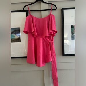 pink strapless side tie romper NWT